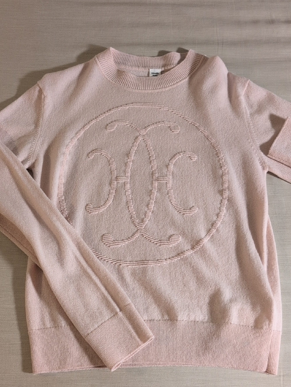 NWT Hermes H Lift Long Sleeves Cashmere Sweater Baby Pink